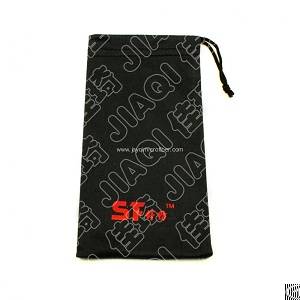 200gsm Microfibra Black Cellphone Drawstring Bag