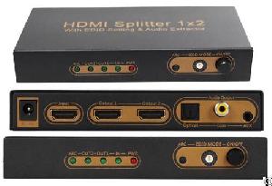 Three Port Hdmi Splitter With Edid Setting And Arc And Audio Extractor