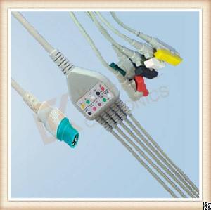 Ac Siemens Draeger 10 Pin One Piece Ecg Cable, Cable 5 Leads, Grabber, Iec