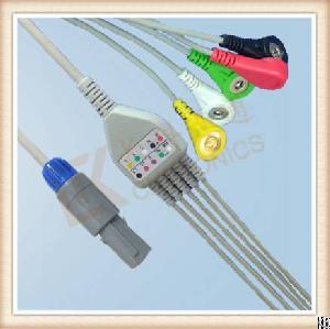 creative 6 pin ecg cable 5 leads snap iec