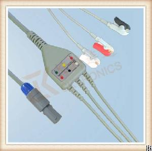 biosys 6 pin ecg cable 3 leads grabber aha