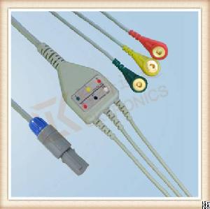 Biosys 6 Pin One Piece Ecg Cable, Cable 3 Leads, Snap, Iec