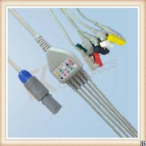 Biosys 6 Pin One Piece Ecg Cable, Cable 5 Leads, Grabber, Iec