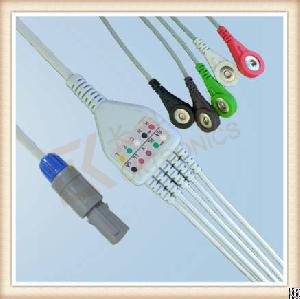 Biosys 6 Pin One Piece Ecg Cable, Cable 5 Leads, Snap, Aha