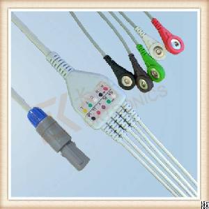 biosys 6 pin ecg cable 5 leads snap aha