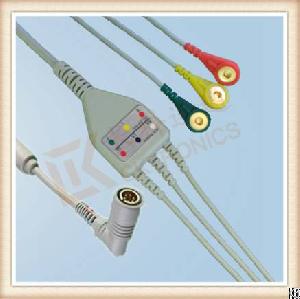 colin 6 pin ecg cable 3 leads snap iec