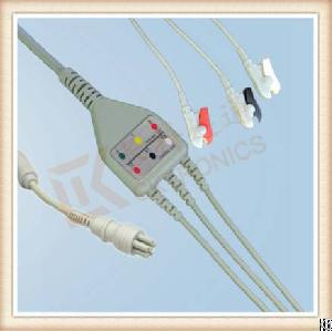 Colin 6 Pin One Piece Ecg Cable Female, Cable 3 Leads, Grabber, Aha