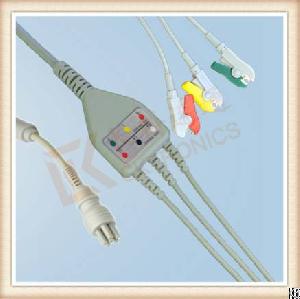 Colin 6 Pin One Piece Ecg Cable Female, Cable 3 Leads, Grabber, Iec