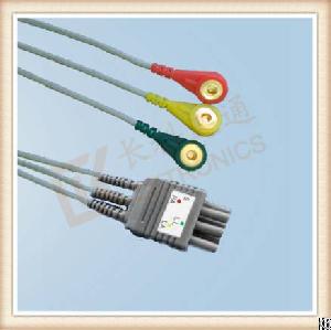 colin ecg leadwires cable 3 leads snap iec l 1m