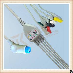 Cvvv V Mindray 12 Pin One Piece Ecg Cable, Cable 5 Leads, Grabber, Iec