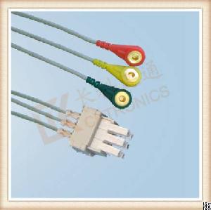 Datex Ohmeda Pro1000 Ecg Leadwires, Cable 3 Leads, Snap, Iec, L 1m