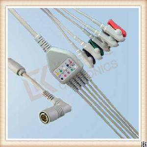 Df Colin 6 Pin One Piece Ecg Cable, Cable 5 Leads, Grabber, Aha