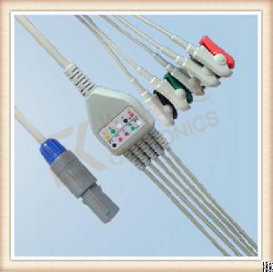 Df Creative 6 Pin One Piece Ecg Cable, Cable 5 Leads, Grabber, Aha