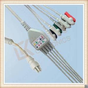 Dfg Colin 6 Pin One Piece Ecg Cable Female, Cable 5 Leads, Grabber, Aha