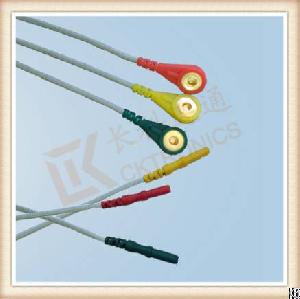 Din Style Safety Ecg Leadwires Cable 3 Leads, Snap, Iec