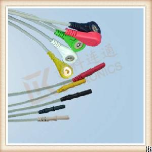 Din Style Safety Ecg Leadwires , Cable 5 Leads, Snap, Iec, L 0.6m Ck-e311-s5i