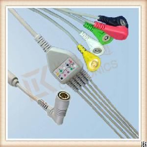 fg colin 6 pin ecg cable 5 leads snap iec