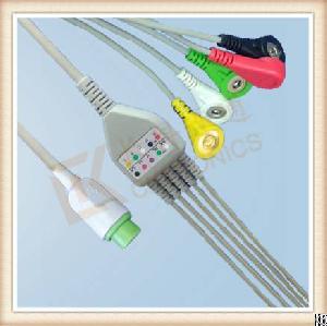 fg lt 12 pin ecg cable 5 leads snap iec