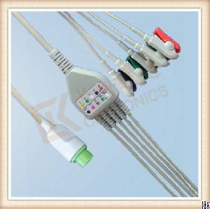 fv lt 12 pin ecg cable 5 leads grabber aha