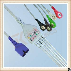 Fv Mek 9 Pin One Piece Ecg Cable, Cable 5 Leads, Snap, Aha