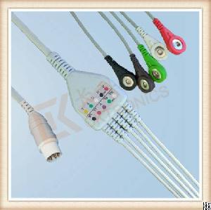 Fv Mennen 10 Pin One Piece Ecg Cable, Cable 5 Leads, Snap, Aha