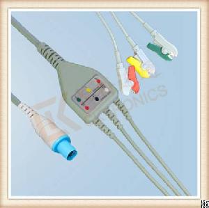 Jkhn Hellige 10 Pin One Piece Ecg Cable, Cable 3 Leads, Grabber, Iec