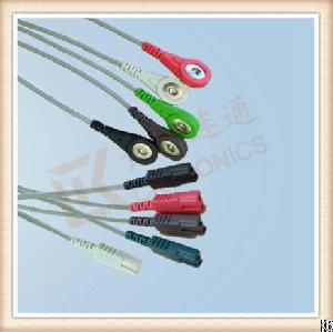 Ll Style Ecg Leadwires, Cable 5 Leads, Snap, Aha, L 0.6m,