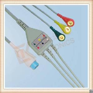 mb 6 pin ecg cable 3 leads snap iec