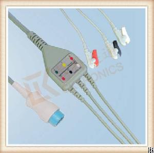 Mb 6 Pin One Piece Ecg Cable, Le 3 Leads, Grabber, Iec