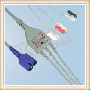 Mek 9 Pin One Piece Ecg Cable, Cable 3 Leads, Grabber, Aha