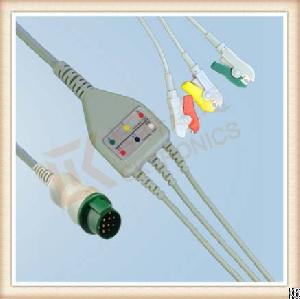 Mek 9 Pin One Piece Ecg Cable, Cable 3 Leads, Grabber, Iec