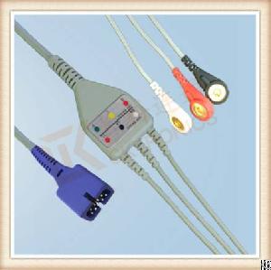 Mek 9 Pin One Piece Ecg Cable, Cable 3 Leads, Snap, Aha