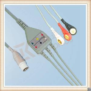 Mennen 10 Pin One Piece Ecg Cable, Cable 3 Leads, Snap, Aha