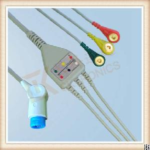 Mindray 12 Pin One Piece Ecg Cable, Cable 3 Leads, Snap, Iec