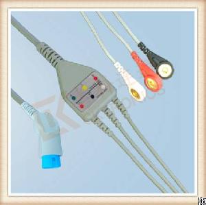 nihon kohden 8 pin ecg cable 3 leads snap aha