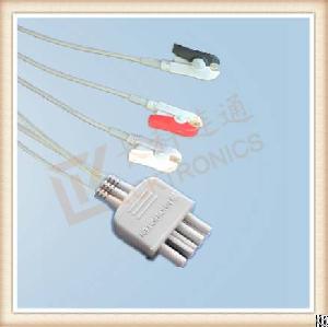 Nihon Kohden Ecg Leadwires, Cable 3 Leads, Grabber, Iec, L 0.8m