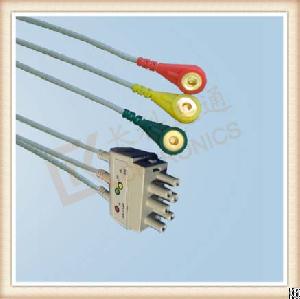 Nihon Kohden Ecg Leadwires, Cable 3 Leads, Snap, Iec, L 0.8m