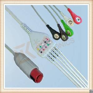 ecg cable 5 leads snap aha ck e111 s5a