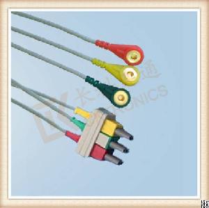 Philips Ecg Leadwires, Cable 3 Leads, Snap, Iec, L 1m