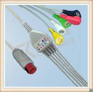 qqqq ecg cable 5 leads snap iec