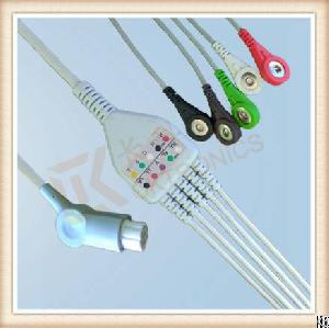 sd datex ohmeda 10 pin ecg cable 5 leads snap aha