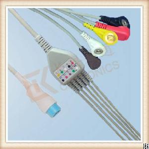 Sd Mb 6 Pin One Piece Ecg Cable, Cable 5 Leads, Snap, Iec