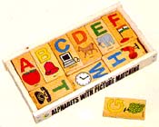 wooden alphabet picture matching