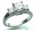 Diamond Ring -3 White Princess Cut Diamond Ring