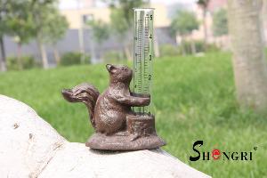 Cast Iron Rain Gauge Squirrel Srly-03