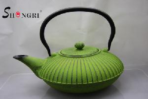 Cast Iron Tea Kettle With Striation On The Surface