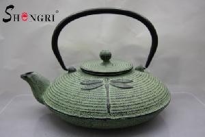 Cast Iron Tea Pot With Dragonfly Design