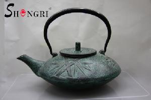 Tea Pot With Green Bamboo Design