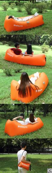 Eleisure 2.0 Inflatable Air Lounger Chair With Carry Bag, Super Comfy Headrest, Built-in 2 Pockets