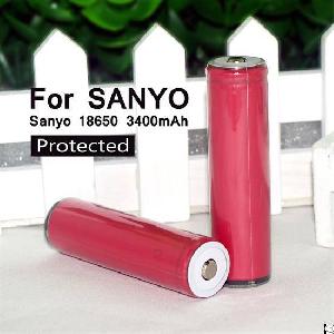 Original Sanyo 18650 3.7v 3400mah Battery With Protected Circuitry And Metal Contacts On The 2 Ends